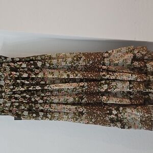 H&M Floral Midi Skirt - Green and Pink